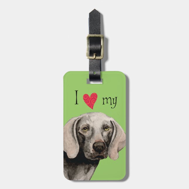 Étiquette À Bagage J'aime mon Weimaraner (Devant Vertical)