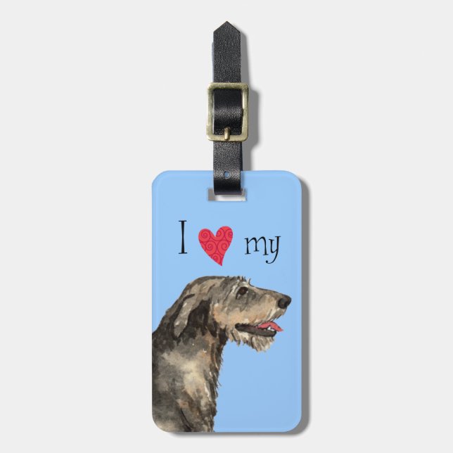 Étiquette À Bagage J'aime mon Wolfhound irlandais (Devant Vertical)