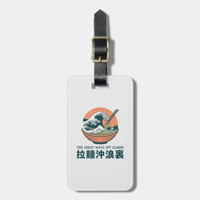 Étiquette À Bagage Japon Great Ramen Wave Ukiyoe (Devant Vertical)