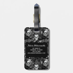 Étiquette À Bagage Jardin de crâne d'aquarelle