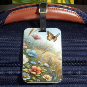 Étiquette À Bagage Jardin de papillons de la prairie fleurie
