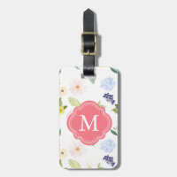 Jardin romantique Rose Aquarelle Fleurs Monogramme