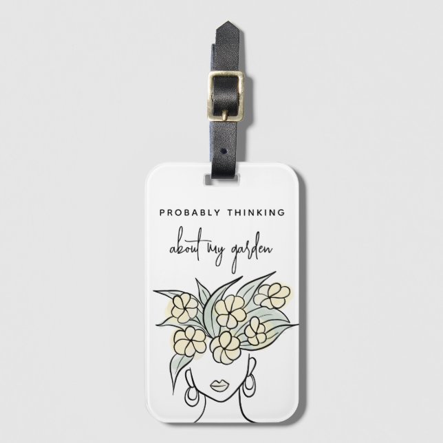 Étiquette À Bagage Jardin Whimsar Boho Jaune Plante floral mignon (Devant Vertical)