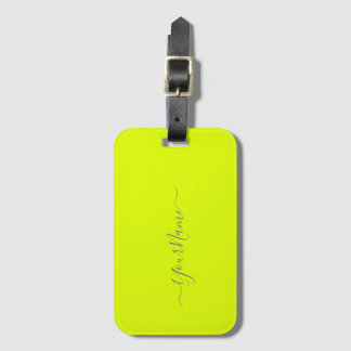 Étiquette À Bagage jaune chartreuse - ajouter un nom