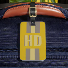 Étiquette À Bagage Jaune doux et noir rayé Monogramme ombré rétro