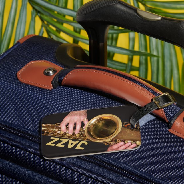 Étiquette À Bagage Jazzman Jouer Du Saxophone Or (Insitu Rectoal 3)