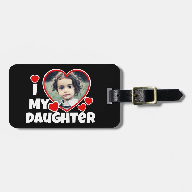 Étiquette À Bagage J'Coeur Ma Fille Photo Personnalisée (Devant horizontal)