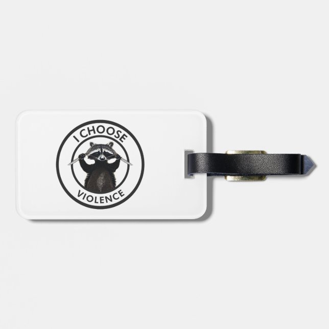 Étiquette À Bagage Je choisis Violence Funny Raccoon (Dos horizontal)