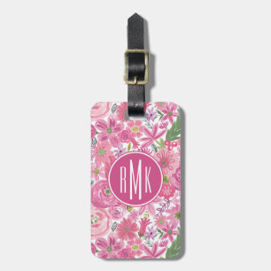 Étiquette À Bagage Je dentelle le motif floral d'aquarelle