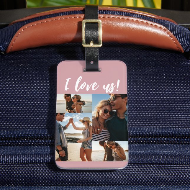 Étiquette À Bagage Je nous aime Script Photo Collage rose (Insitu Rectoal 2)