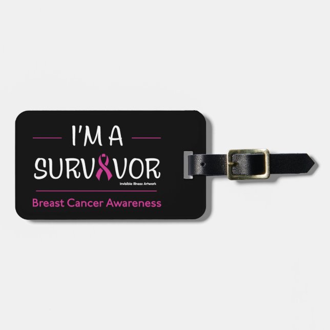 Étiquette À Bagage Je suis un survivant... Cancer du sein (Devant horizontal)