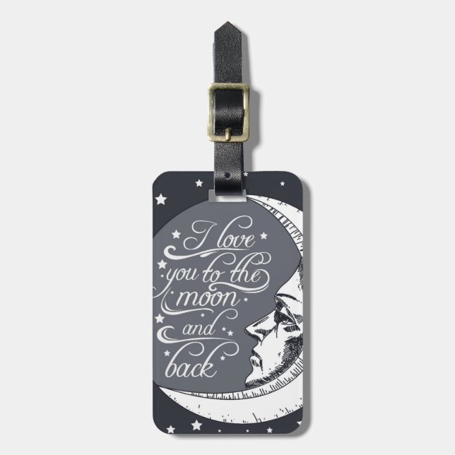Étiquette À Bagage Je t'aime à la lune et au dos (Devant Vertical)