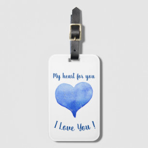 Étiquette À Bagage Je t'aime Coeur Bleu mignon Saint Valentin
