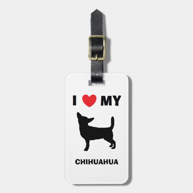 Étiquette À Bagage "J'étiquette de bagage aime mon chiwawa" (Devant Vertical)