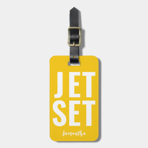 Étiquette À Bagage Jeu de jet amusant minimaliste moderne Jaune brill