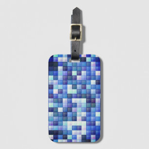 Étiquette À Bagage Jeu vidéo Pixels Carré bleu Motif