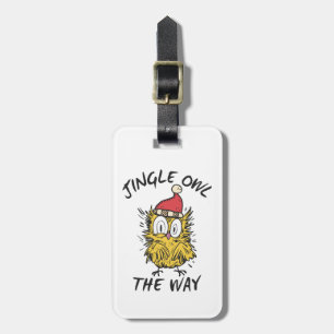 Étiquette À Bagage Jingle Owl en chemin Funny Père Noël Owl