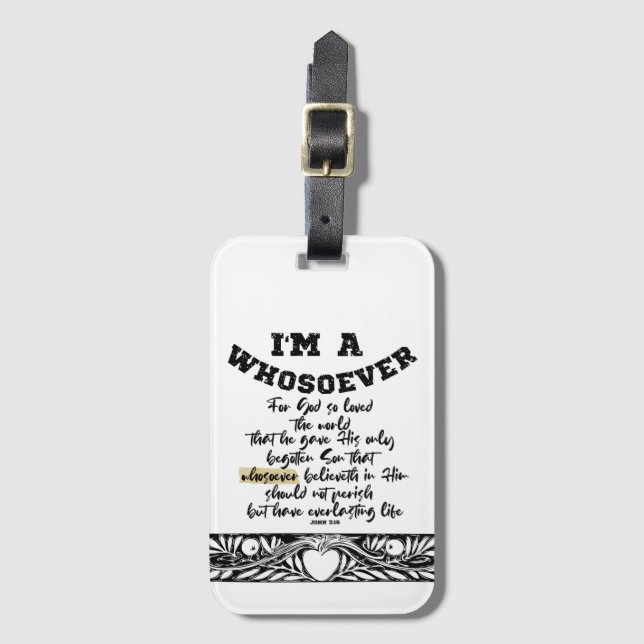 Étiquette À Bagage John 3.16 Quiconque (Devant Vertical)