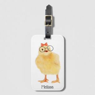 Étiquette À Bagage Joli Bébé Chick avec lunettes
