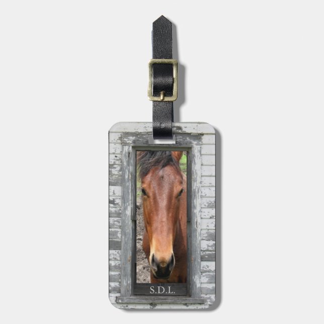 Étiquette À Bagage Joli cheval Brown, nom de la Personnaliser (Devant Vertical)