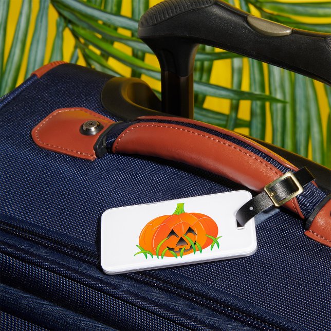 Étiquette À Bagage Joli Citrouille d'Halloween Jack-O-Lantern (Créateur téléchargé)