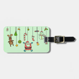 Étiquette À Bagage Joli dessin animé Père Noël et amis Noël