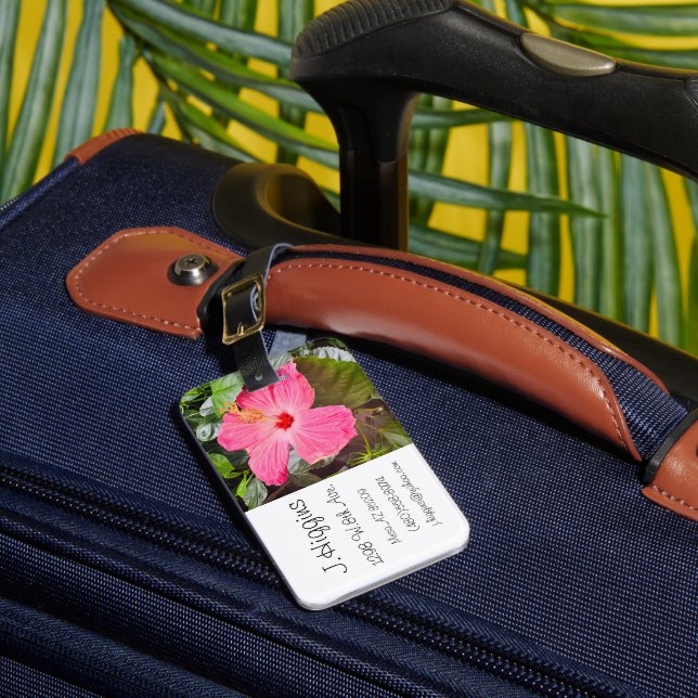 Étiquette À Bagage Joli Hibiscus rose (Insitu Rectoal 1)