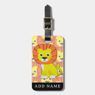 Étiquette À Bagage Joli Lion Bébé sur tout le Motif d'impression