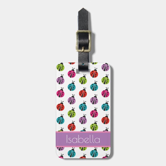 Étiquette À Bagage Joli Motif couleur Ladybug (Devant Vertical)