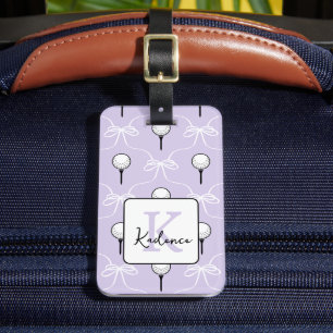 Étiquette À Bagage Joli motif de monogramme de golf avec nœud blanc v