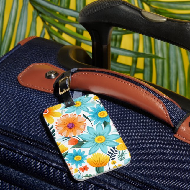 Étiquette À Bagage Joli motif floral blanc féminin (Insitu Rectoal 1)