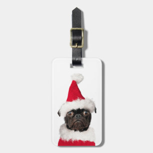 Étiquette À Bagage Joli Noël Carlin noir chiot Santa Hat