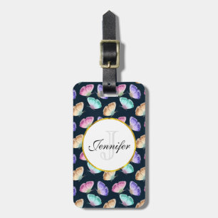 Étiquette À Bagage Joli Pastel Motif d'aquarelle papillon
