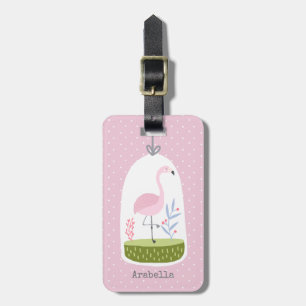 Étiquette À Bagage Joli Pink Polka Flamant rose Custom School