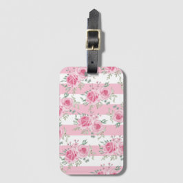 Étiquette À Bagage Joli rose Rose rose rayures roses