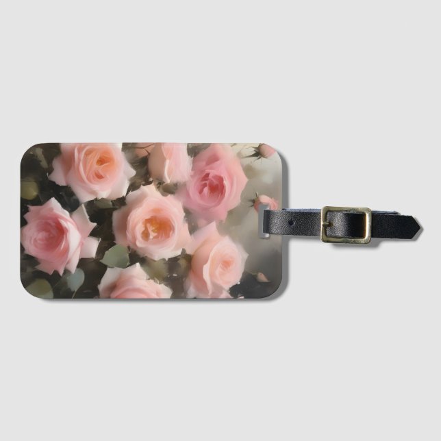 Étiquette À Bagage Joli rose roses aquarelle peinture (Devant Horizontal)