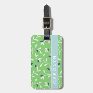 Étiquette À Bagage Joli vert vert bouclé feuille motif