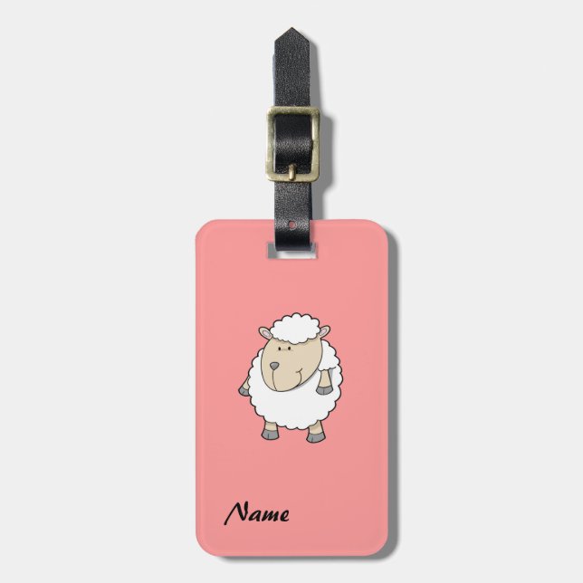 Étiquette À Bagage Jolie adorable mouton monogramme (Devant Vertical)
