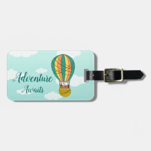Étiquette À Bagage Jolie "Adventure Await" Illustration D'Oiseau Pour