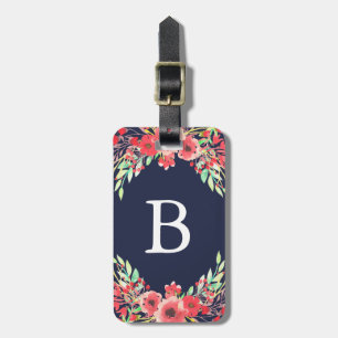 Étiquette À Bagage Jolie aquarelle Fleurs et Foliage Roses
