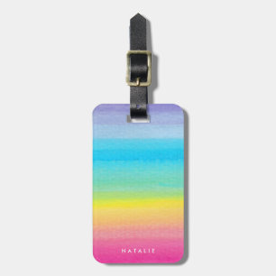 Étiquette À Bagage Jolie aquarelle Rainbow Design  NOM