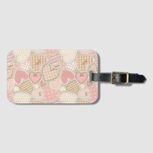 Étiquette À Bagage Jolie courtepointe Motif Coeurs roses Bows