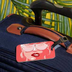 Étiquette À Bagage Jolie femme aux lèvres rouges