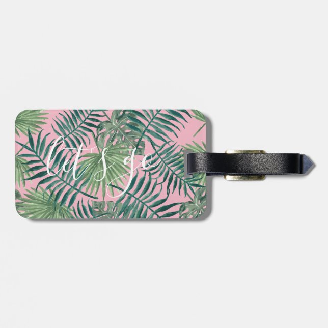 Étiquette À Bagage Jolie feuille tropicale, citons | étiquette de bag (Dos horizontal)