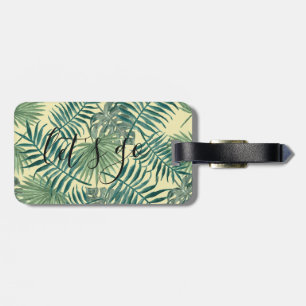 Étiquette À Bagage Jolie feuille tropicale, citons   étiquette de bag