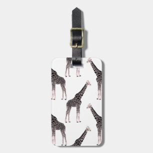 Étiquette À Bagage Jolie Giraffe noire blanche rose