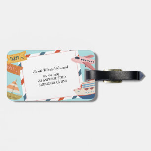 Étiquette À Bagage Jolie identification personnalisable rose jaune bl