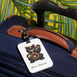 Étiquette À Bagage jolie Maneki Neko imprimé chat japonais