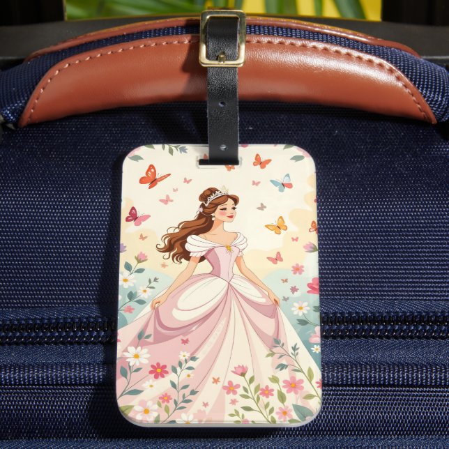 Étiquette À Bagage Jolie princesse avec papillons (Insitu Rectoal 2)