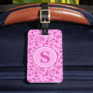 Étiquette À Bagage Jolis Floraux Roses Monogramme Personnalisé
